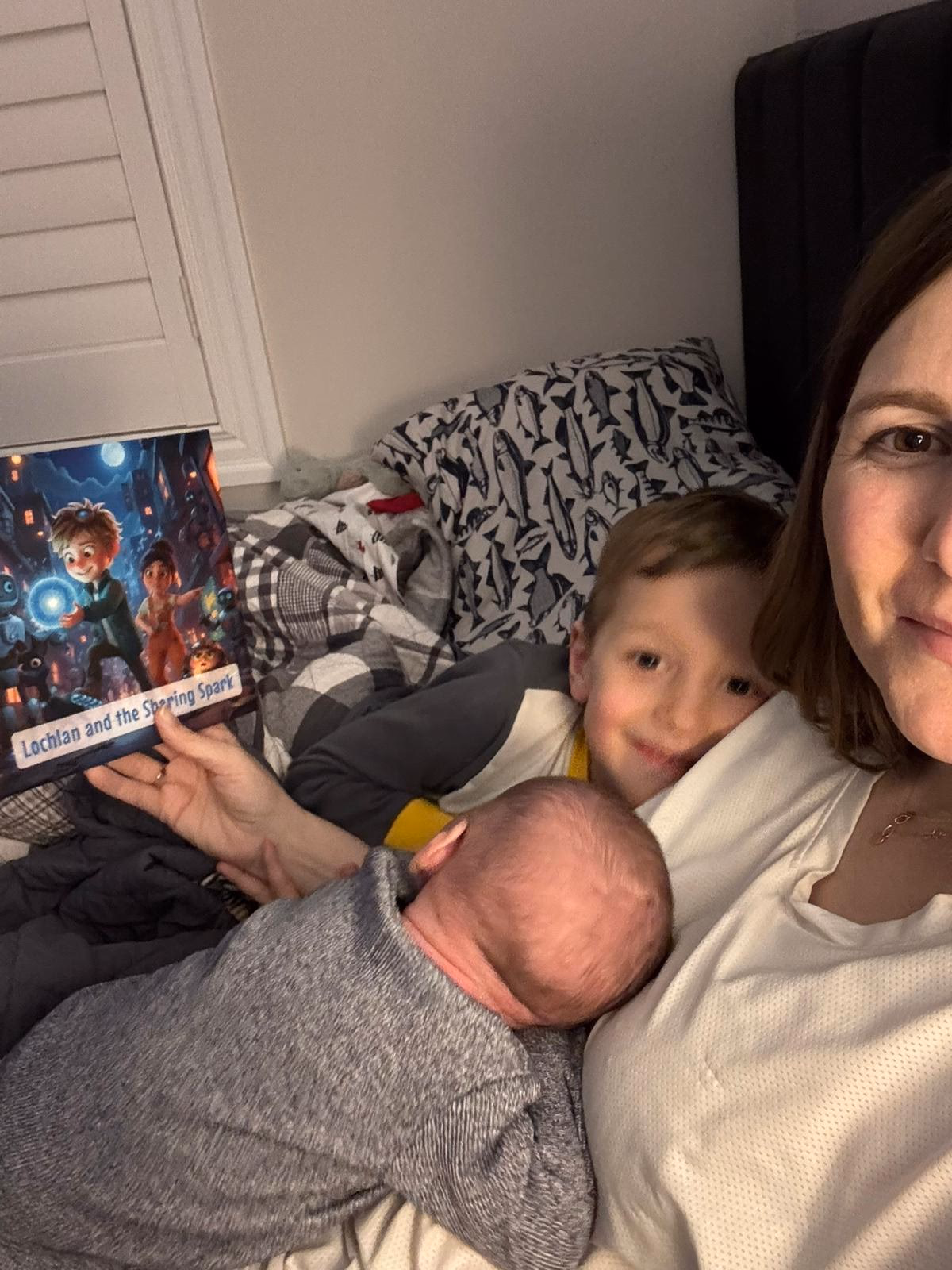 Family reading a personalized book together