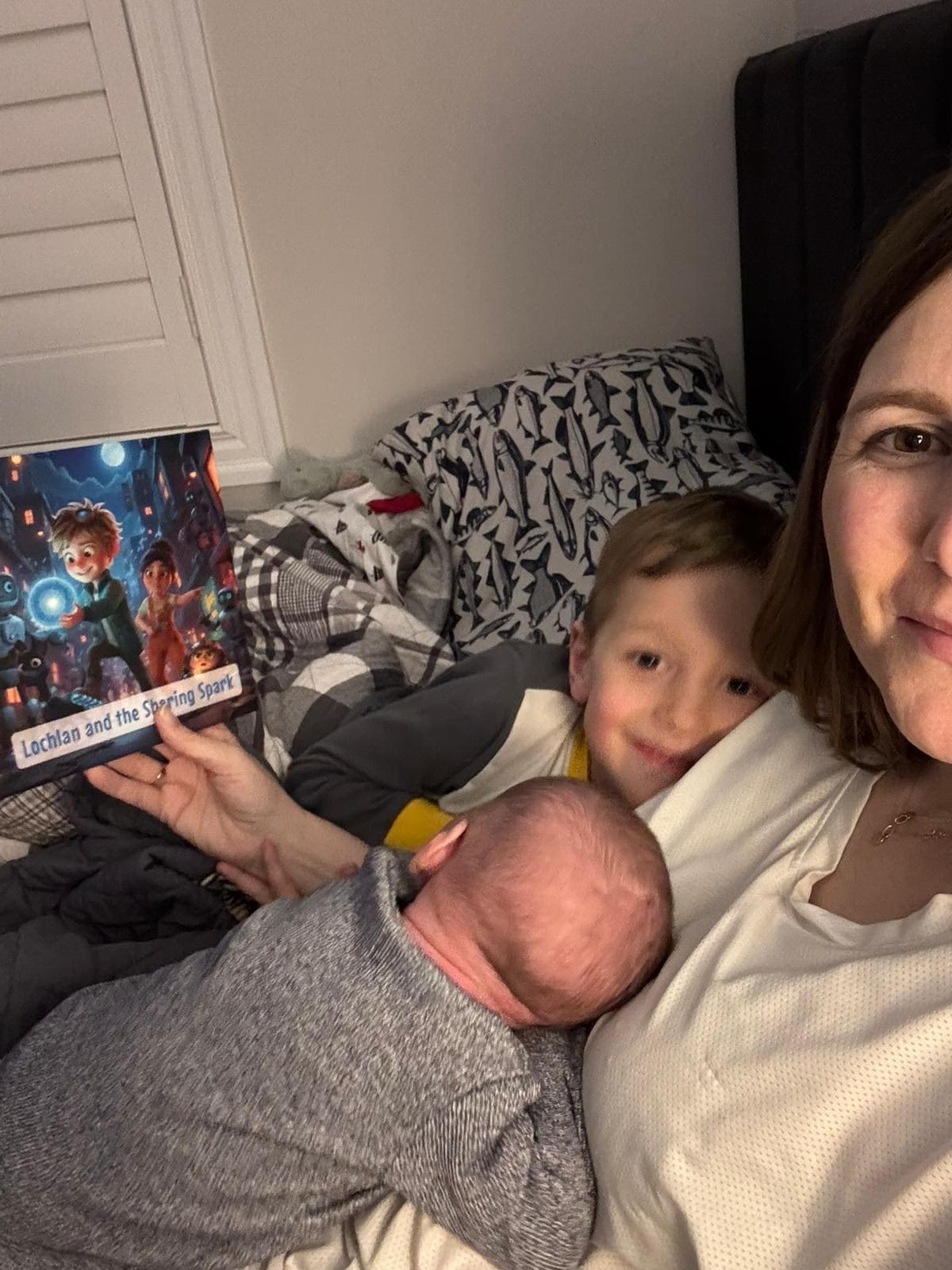 Family reading a personalized book together