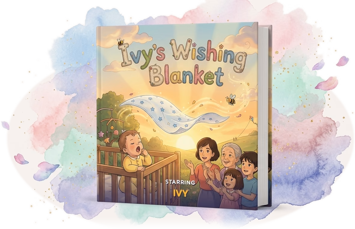 Ivy's Wishing Blanket, a real personalized baby keepsake hardcover made with Story Genie