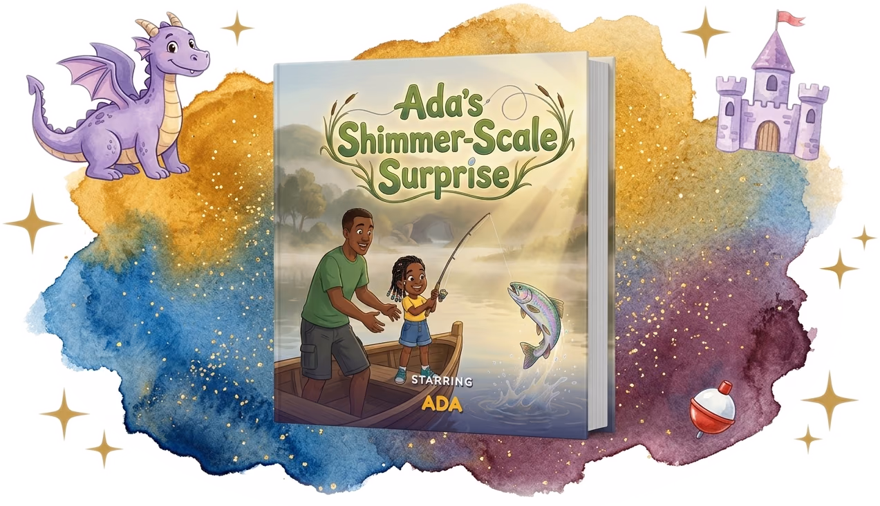 Ada's Shimmer-Scale Surprise, a real personalized Father's Day hardcover made with Story Genie