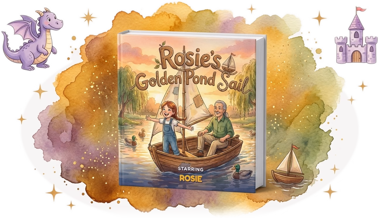 Rosie's Golden Pond Sail, a real personalized grandchild-gift hardcover made with Story Genie