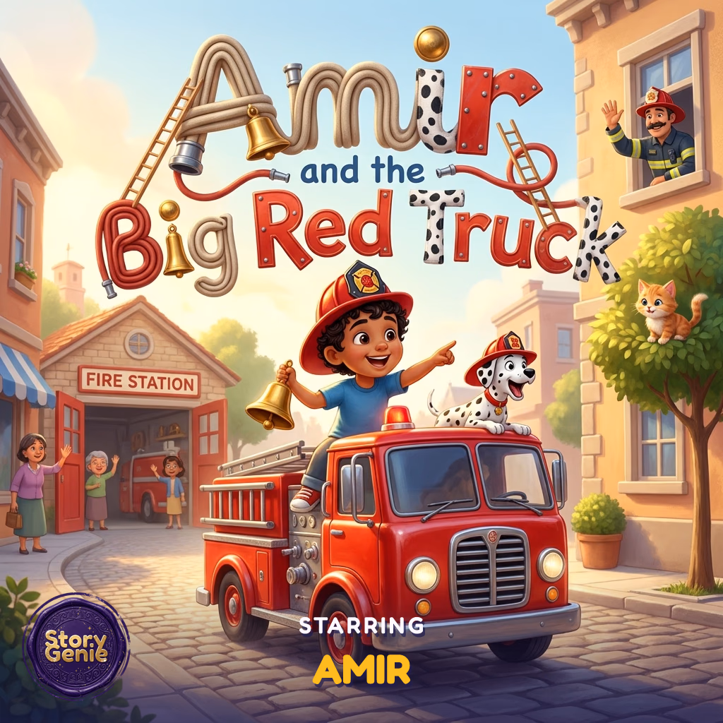 Amir and the Big Red Truck, a personalized Story Genie book starring Amir