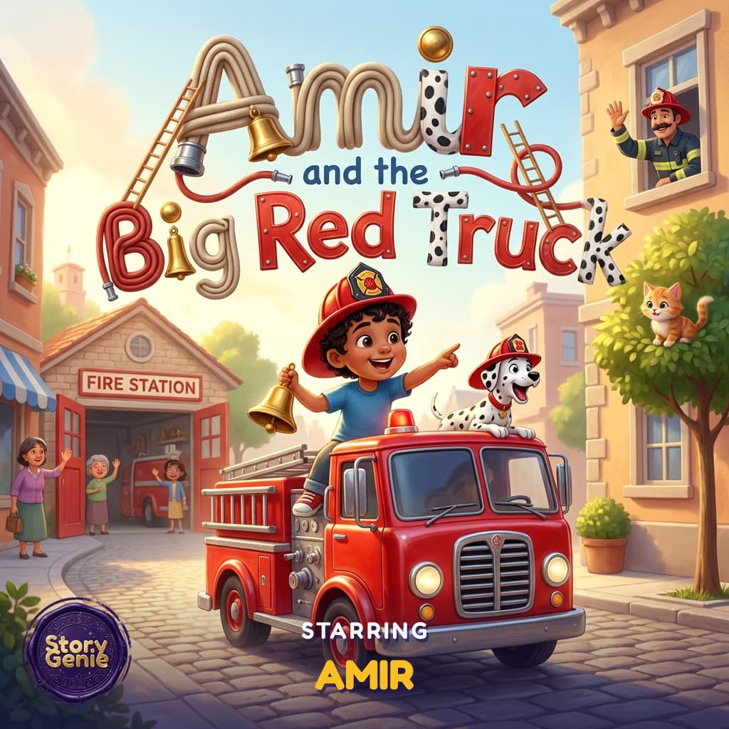 Amir and the Big Red Truck, a personalized Story Genie book starring Amir