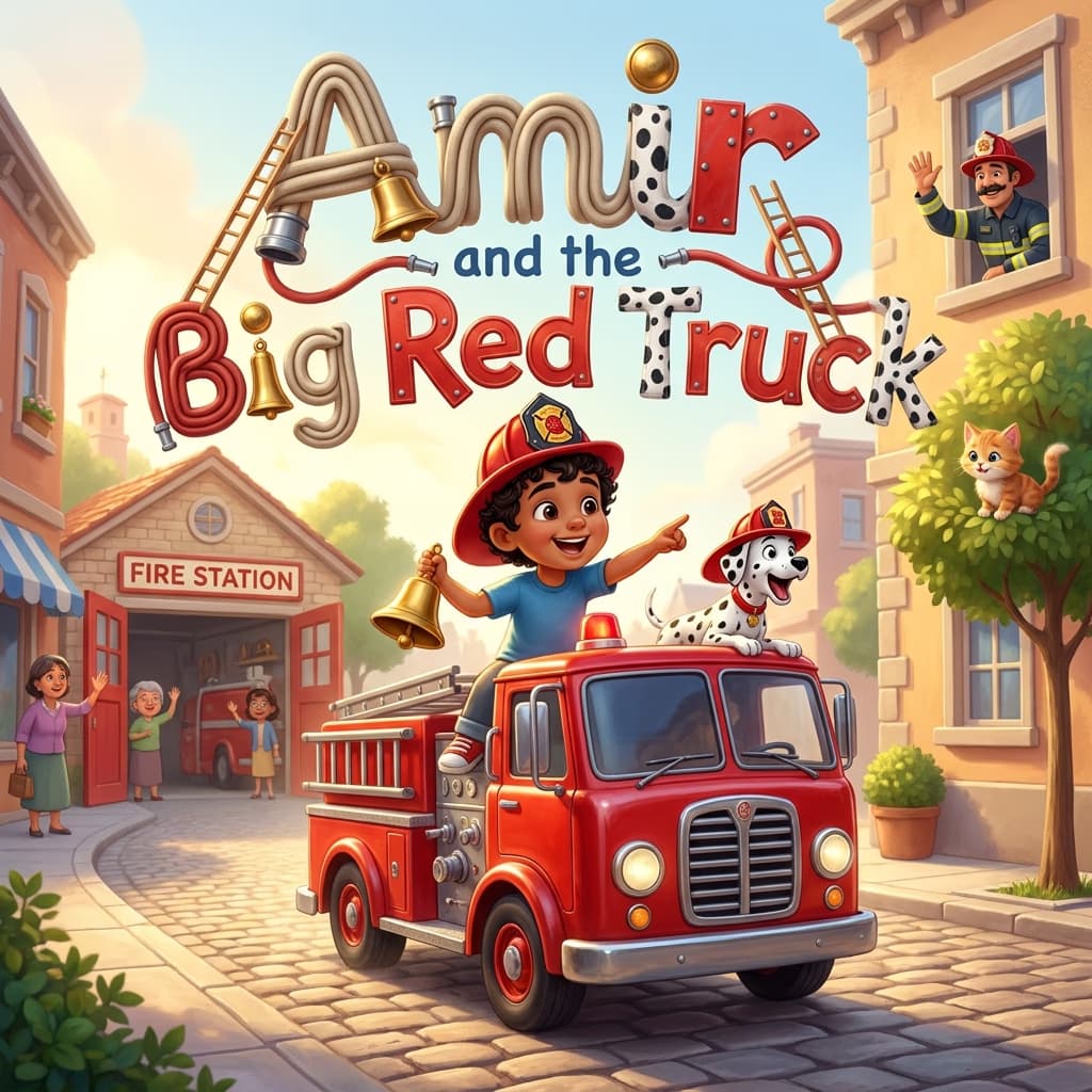 Amir and the Big Red Truck, a personalized Story Genie book starring Amir