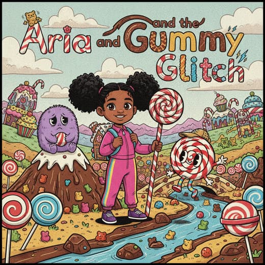 Aria and the Gummy Glitch, a personalized Story Genie book starring Aria