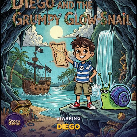 Diego and the Grumpy Glow-Snail, a personalized Story Genie book starring Diego