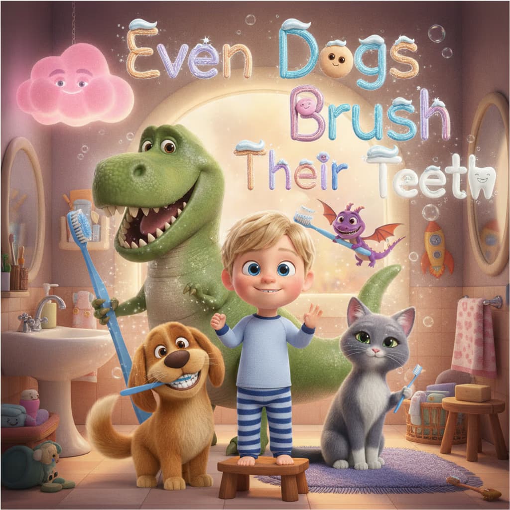 Even Dogs Brush Their Teeth, a personalized Story Genie book starring Leo
