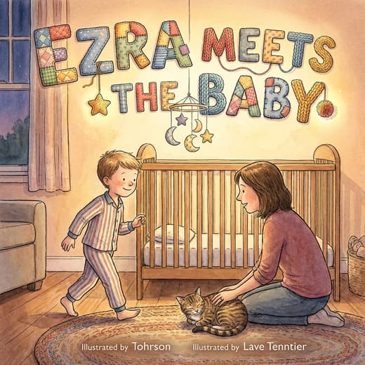 Ezra Meets the Baby, a personalized Story Genie book starring Ezra