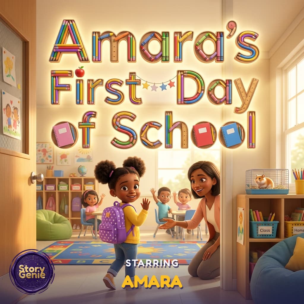 Amara's First Day of School, a personalized Story Genie book starring Amara