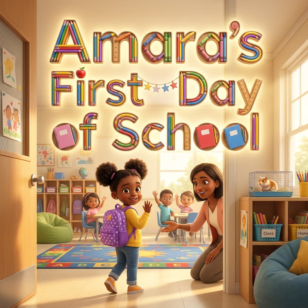 Amara's First Day of School, a personalized Story Genie book starring Amara