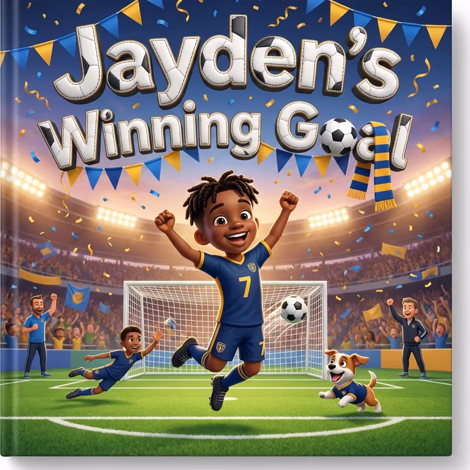 Jayden's Winning Goal, a personalized Story Genie book starring Jayden