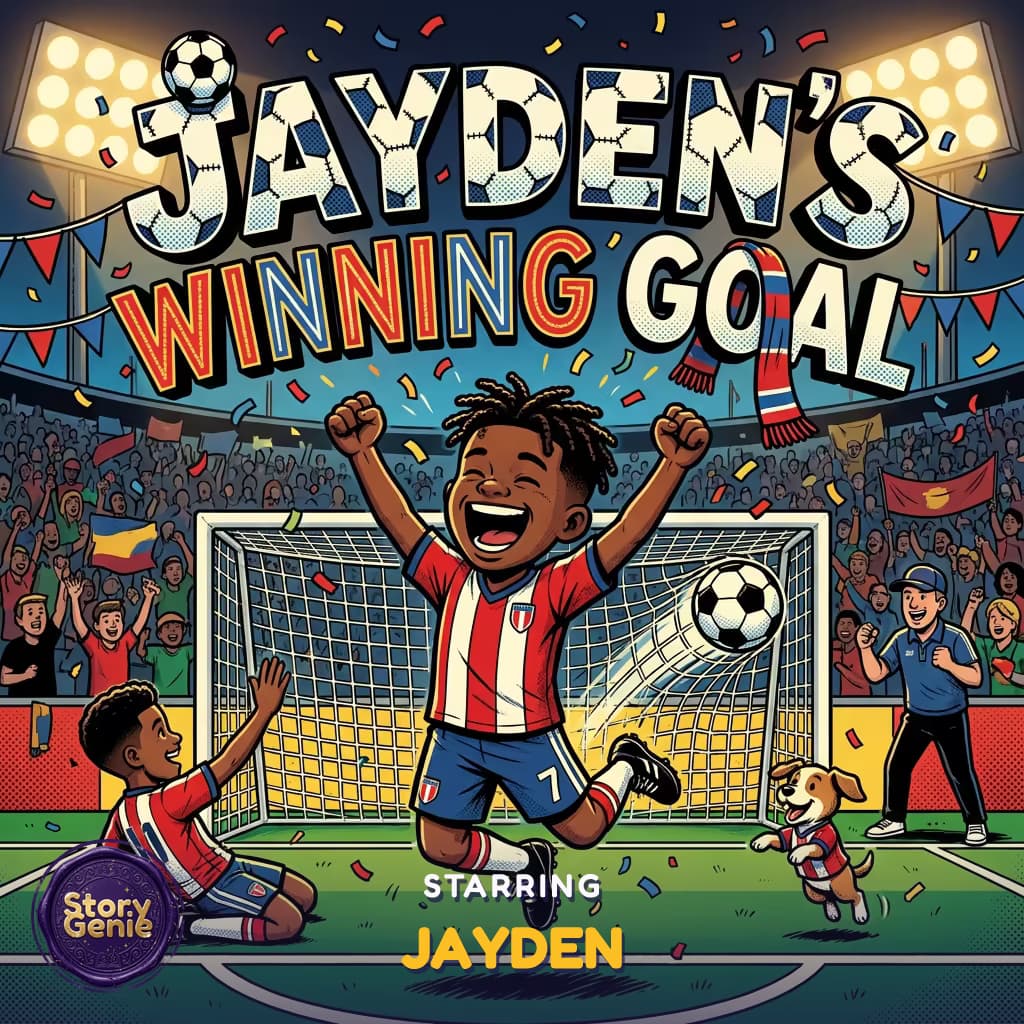 Jayden's Winning Goal, a personalized Story Genie book starring Jayden