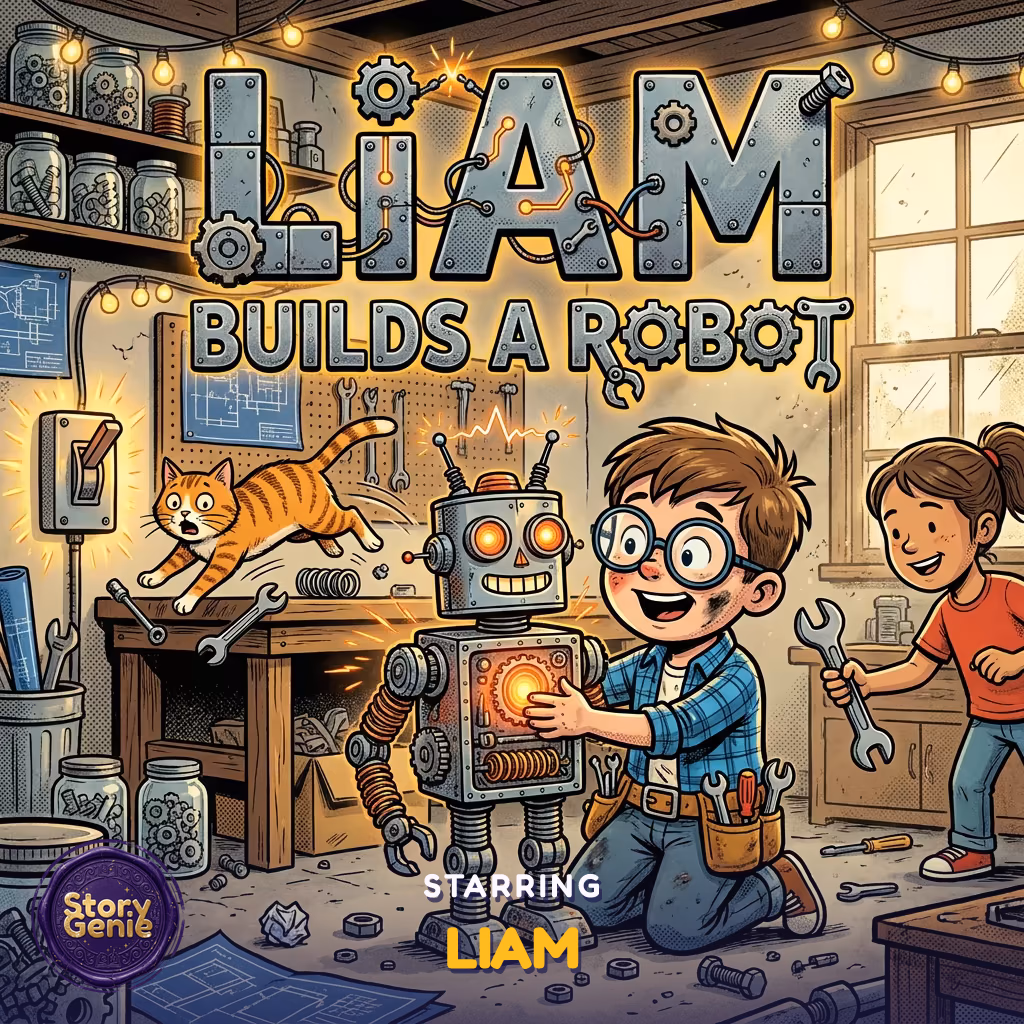 Liam Builds a Robot, a personalized Story Genie book starring Liam