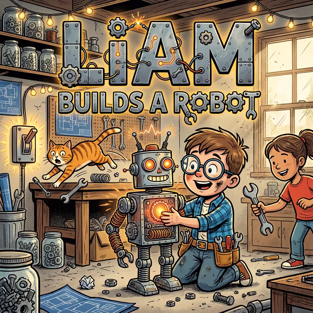 Liam Builds a Robot, a personalized Story Genie book starring Liam