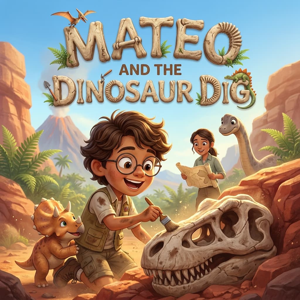 Mateo and the Dinosaur Dig, a personalized Story Genie book starring Mateo