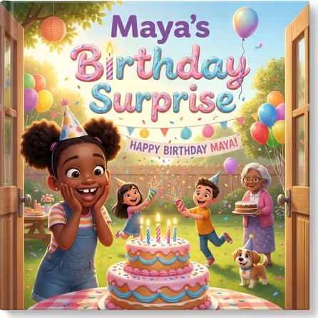 Maya's Birthday Surprise, a personalized Story Genie book starring Maya