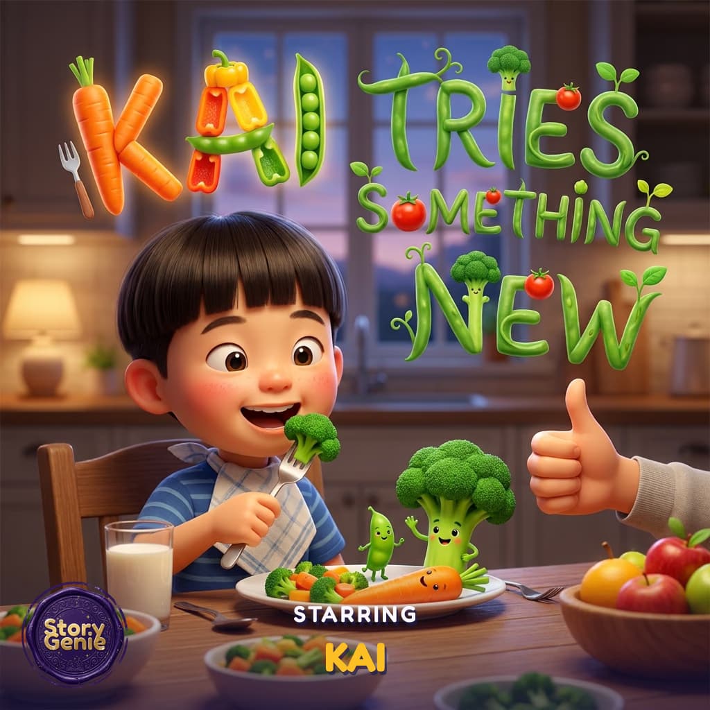 Kai Tries Something New, a personalized Story Genie book starring Kai