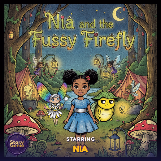 Nia and the Fussy Firefly, a personalized Story Genie book starring Nia