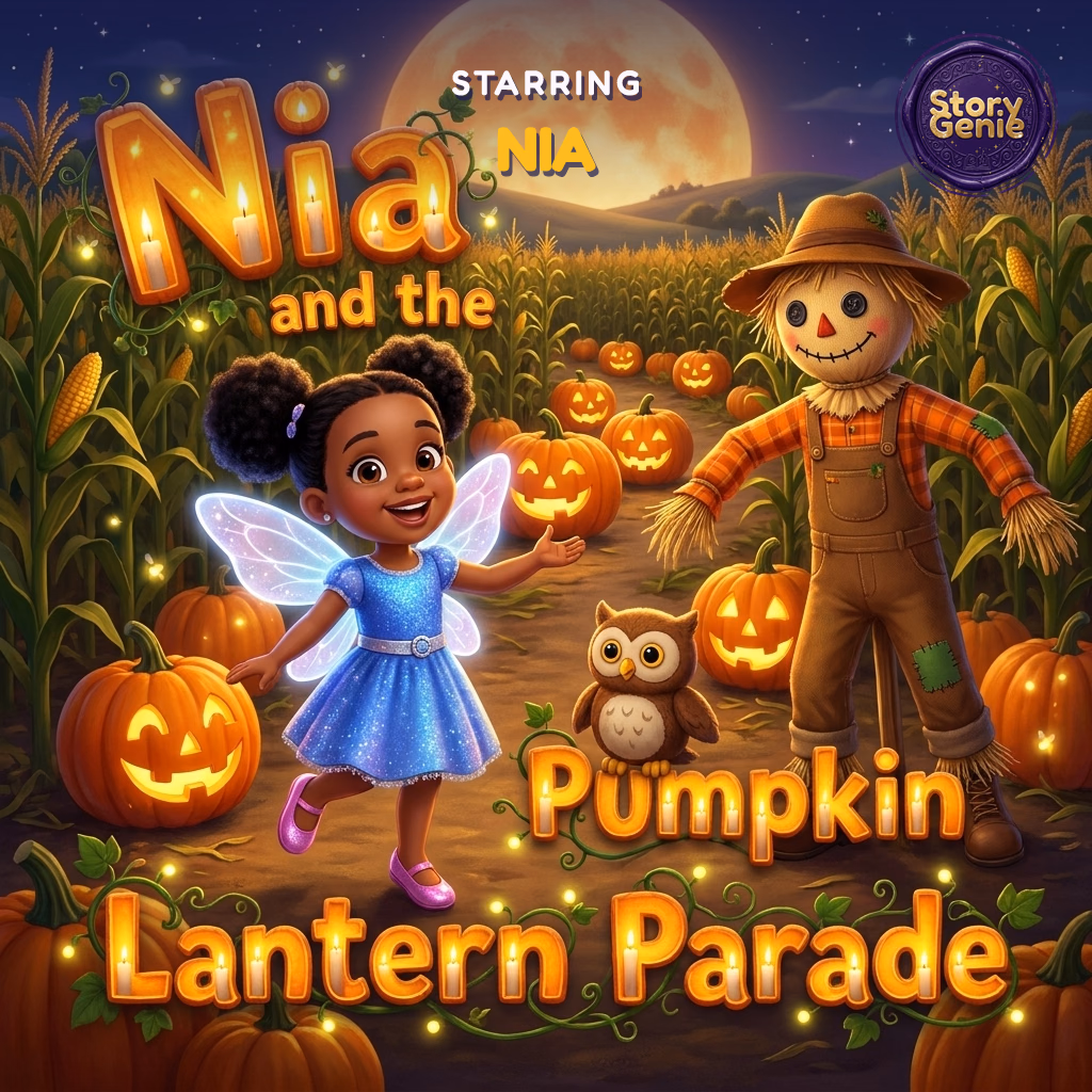 Cover of Nia and the Pumpkin Lantern Parade, a personalized 3D Halloween adventure