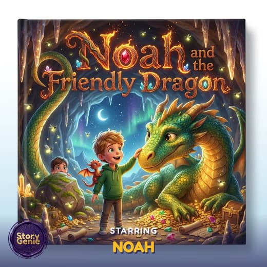 Noah and the Friendly Dragon, a personalized Story Genie book starring Noah