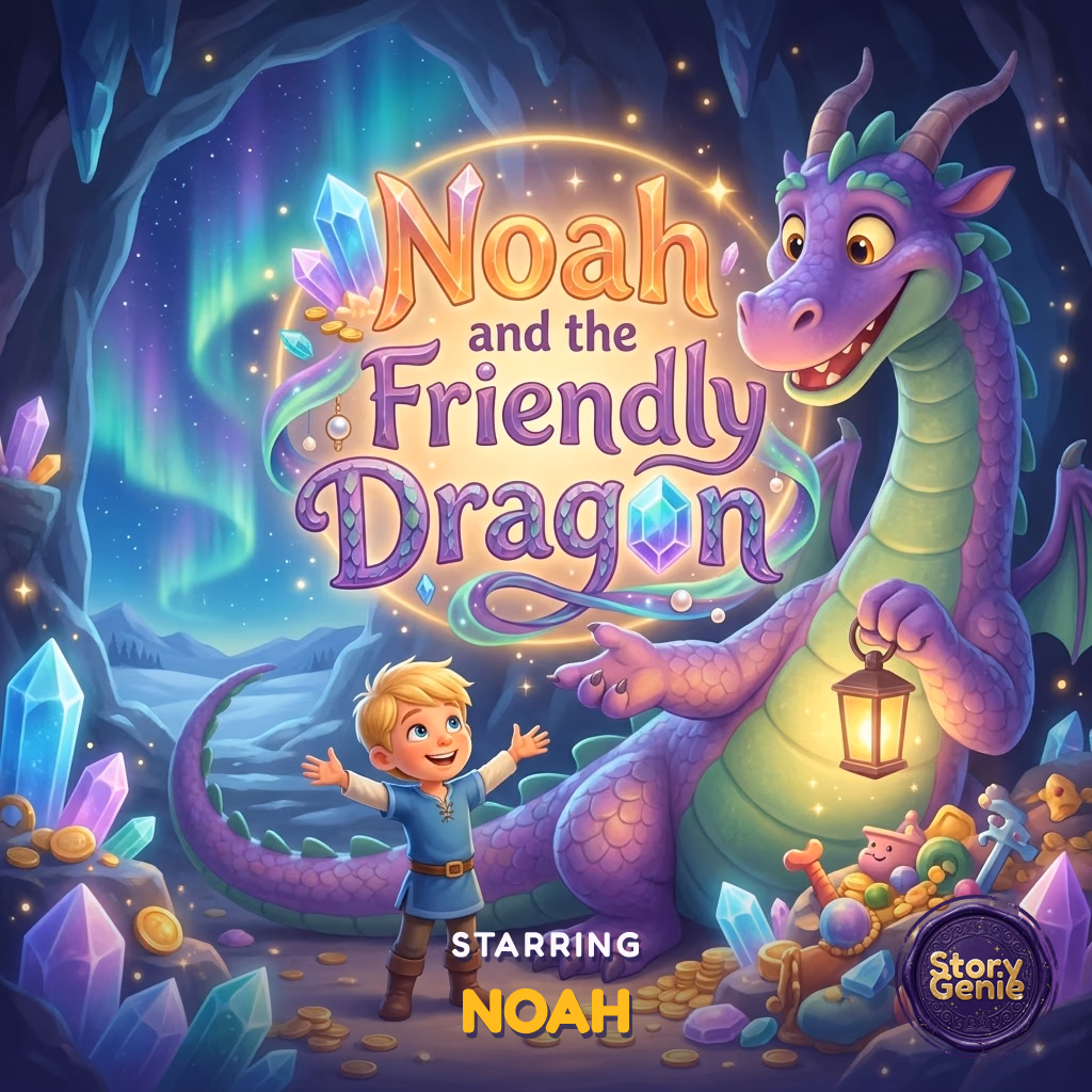 Noah and the Friendly Dragon, a personalized Story Genie book starring Noah