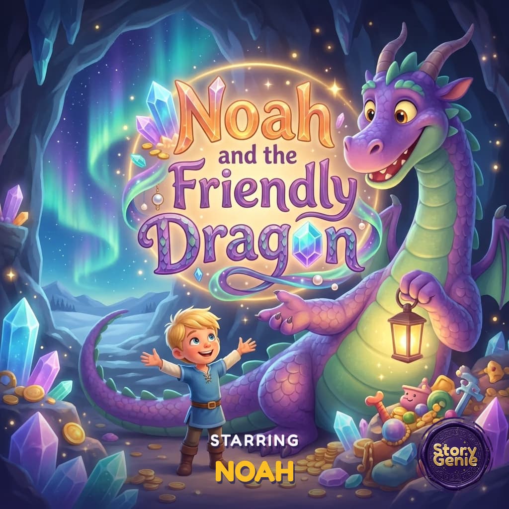 Noah and the Friendly Dragon, a personalized Story Genie book starring Noah