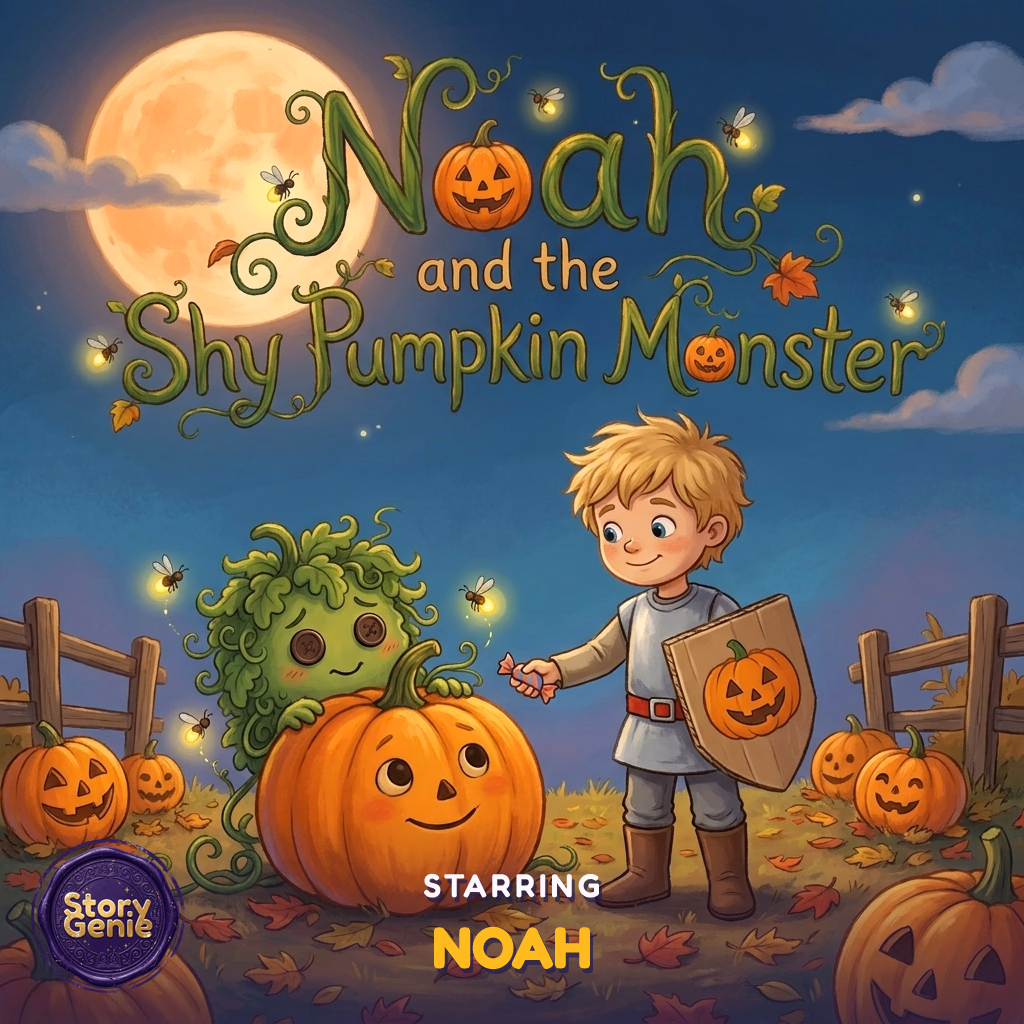 Cover of Noah and the Shy Pumpkin Monster, a personalized anime-style Halloween adventure