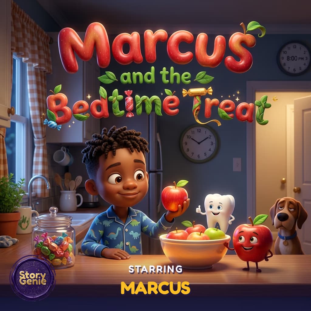 Marcus and the Bedtime Treat, a personalized Story Genie book starring Marcus