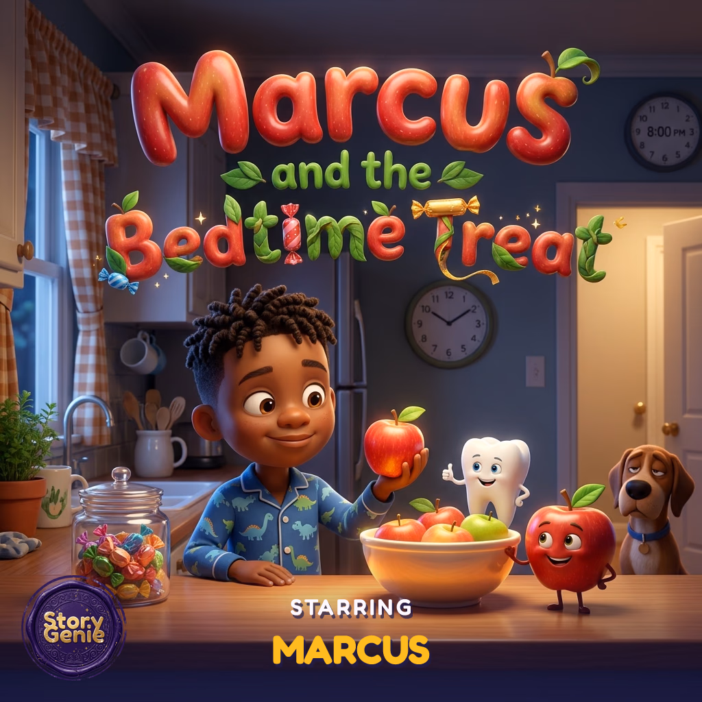 Marcus and the Bedtime Treat, a personalized Story Genie book starring Marcus