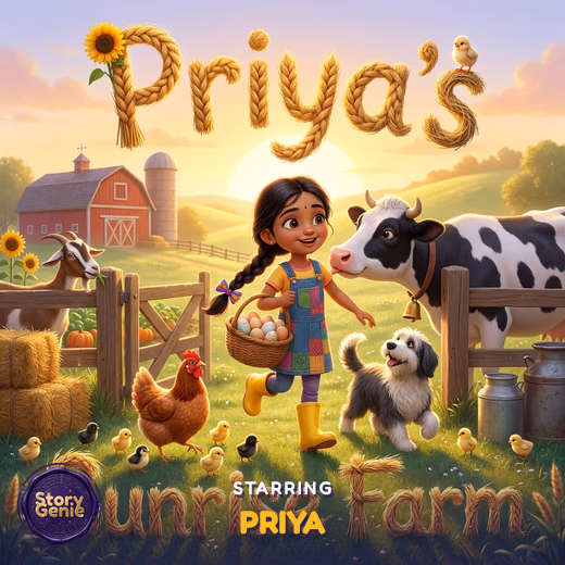 Priya's Sunrise Farm, a personalized Story Genie book starring Priya