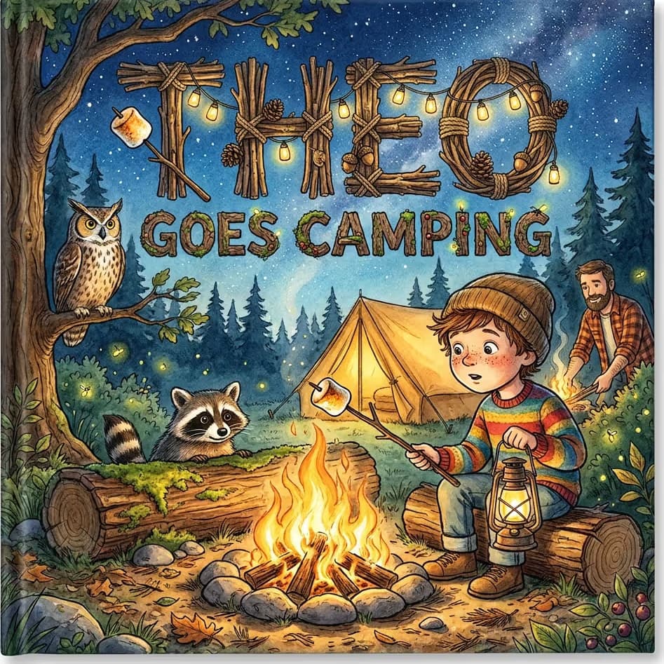 Theo Goes Camping, a personalized Story Genie book starring Theo