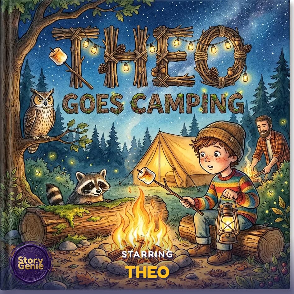 Theo Goes Camping, a personalized Story Genie book starring Theo