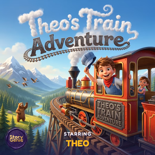 Theo's Train Adventure, a personalized Story Genie book starring Theo
