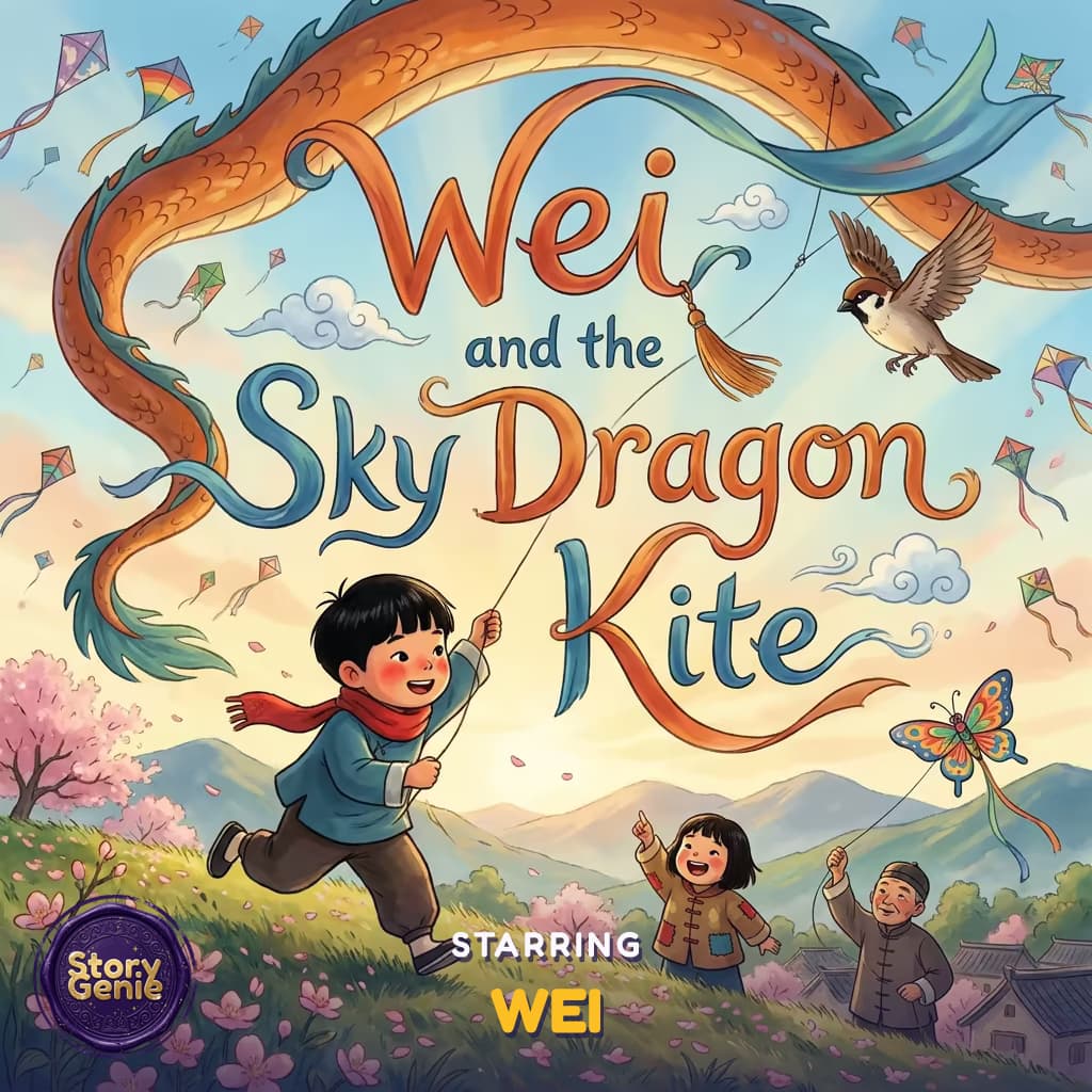 Wei and the Sky Dragon Kite, a personalized Story Genie book starring Wei