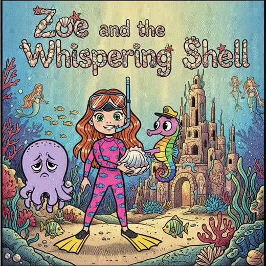 Zoe and the Whispering Shell, a personalized Story Genie book starring Zoe