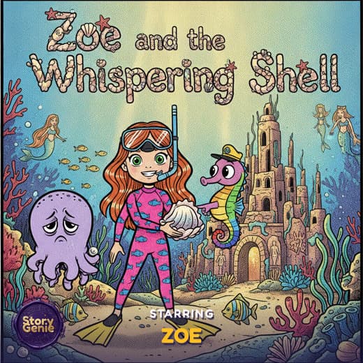 Zoe and the Whispering Shell, a personalized Story Genie book starring Zoe