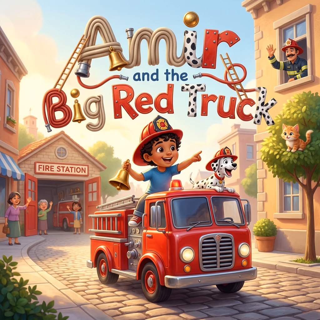 Amir and the Big Red Truck, a personalized Story Genie book starring Amir
