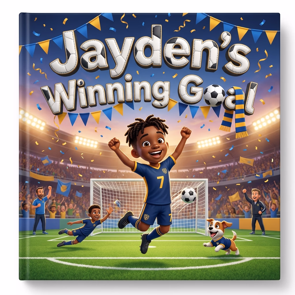 Jayden's Winning Goal, a personalized Story Genie book starring Jayden