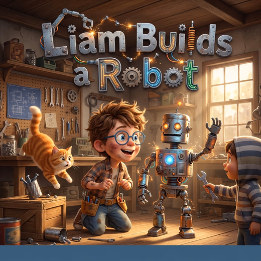 Liam Builds a Robot, a personalized Story Genie book starring Liam
