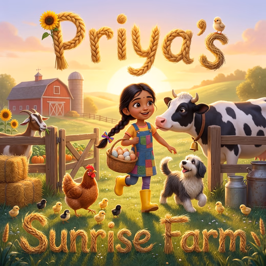 Priya's Sunrise Farm, a personalized Story Genie book starring Priya