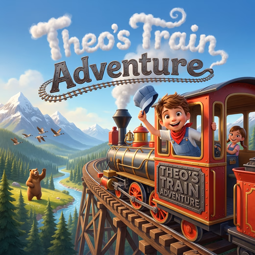 Theo's Train Adventure, a personalized Story Genie book starring Theo